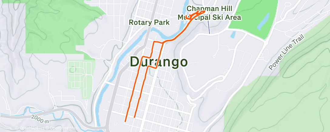 Map of the activity, Durango. Downtown.