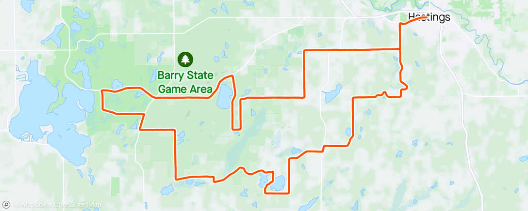 Map of the activity, Barry Roubaix 36 Miler