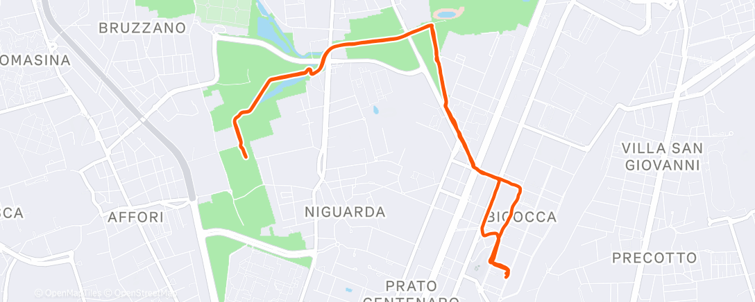 Map of the activity, Corsa mattutina