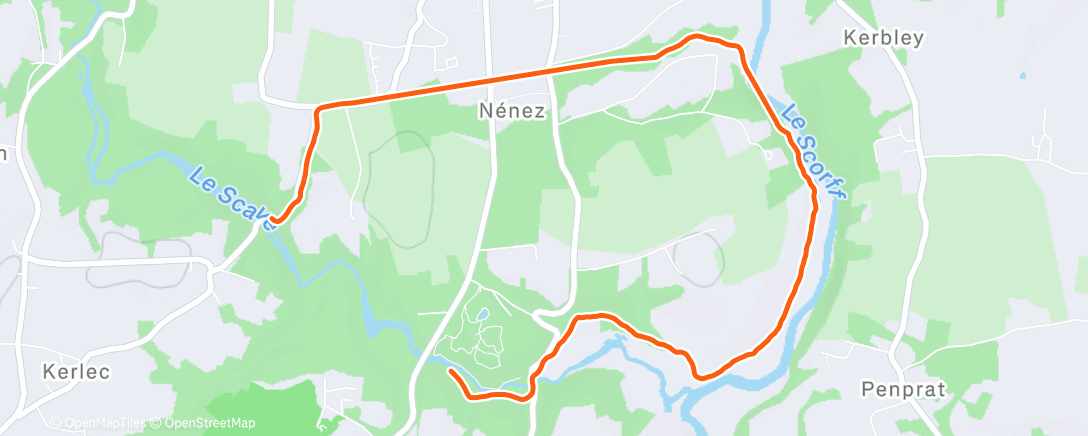 Map of the activity, Course à pied le midi