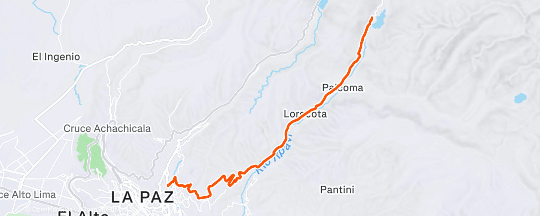 Map of the activity, ROUVY - La Paz Downhill | Bolivia