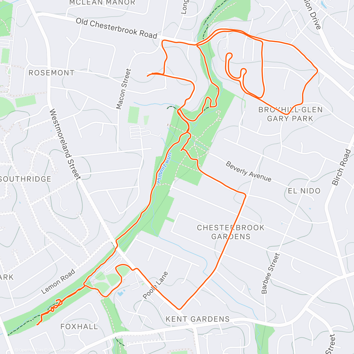 Map of the activity, Afternoon Run