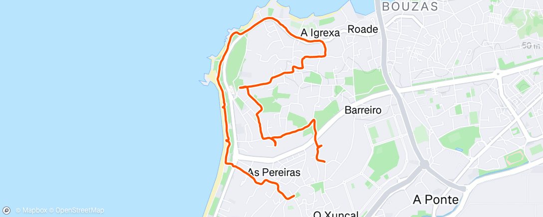 Map of the activity, Caminata de noche