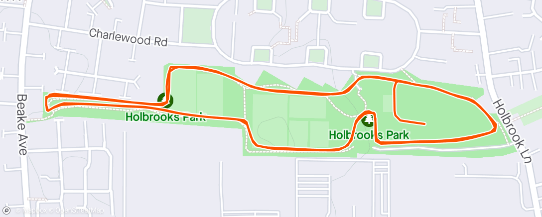Map of the activity, Holbrook parkrun with lamby and Sanj nice and steady back on home tarmac next week though