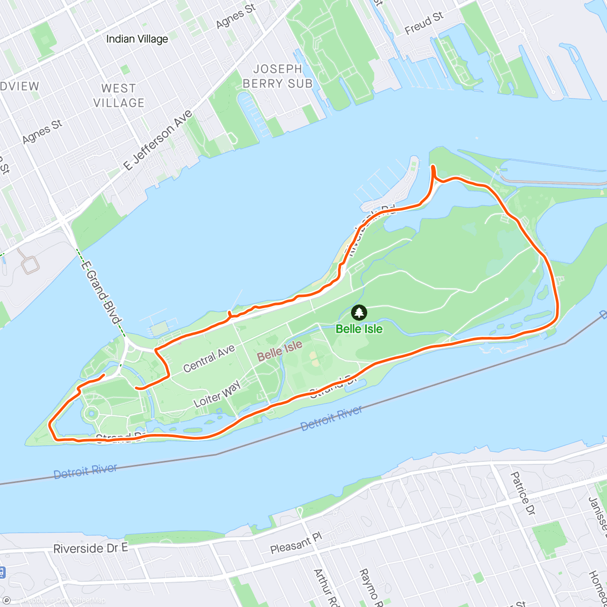 Map of the activity, Belle Isle lap