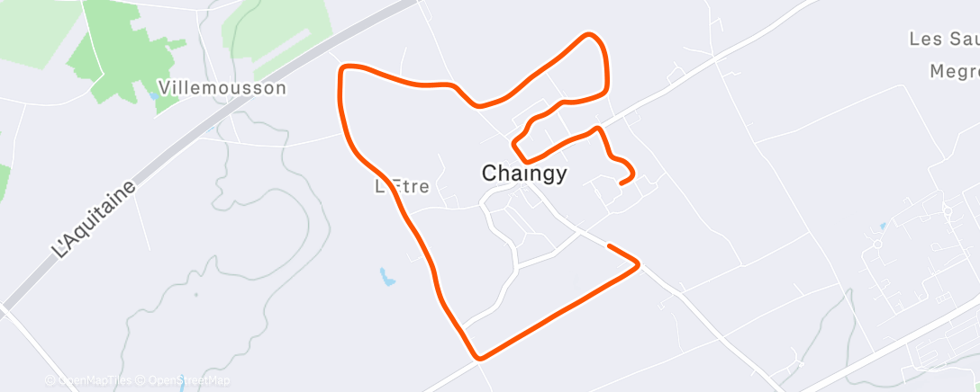 Map of the activity, Course à pied le midi