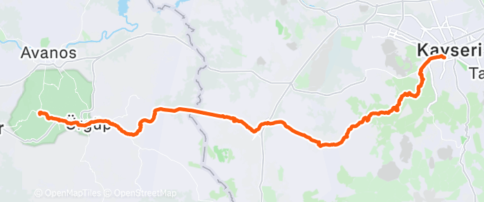 Route map of Göreme to Melikgazi