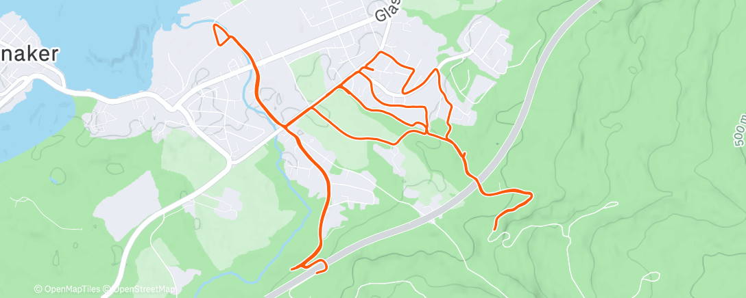 Map of the activity, Afternoon Run