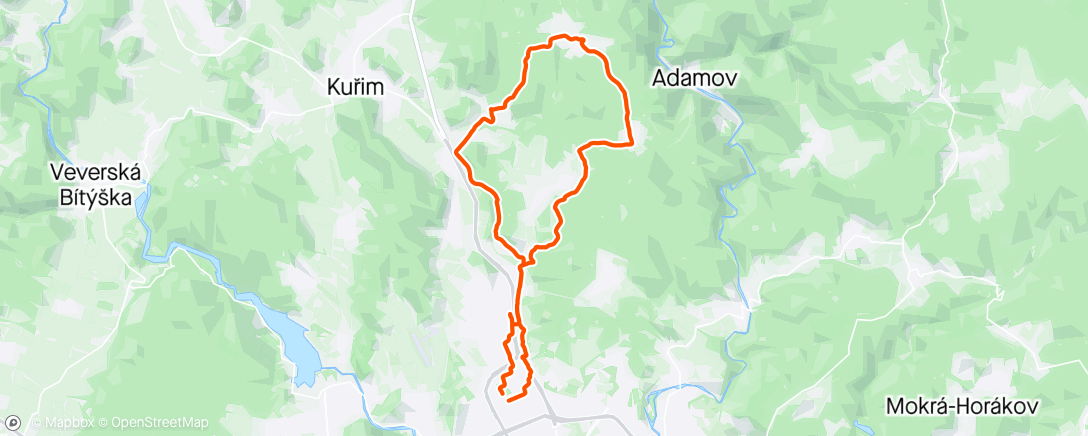 Map of the activity, Útěchov - Vranov