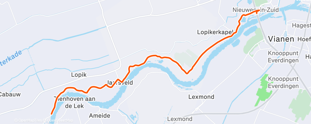 Map of the activity, Evening Ride