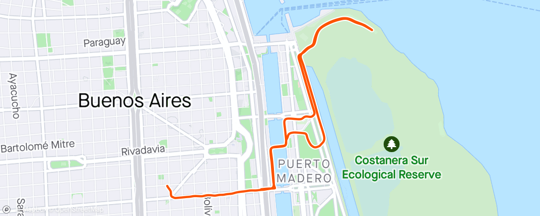 Map of the activity, South of the border run, Buenos Aires