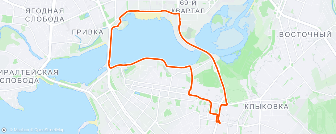 Map of the activity, Evening Run