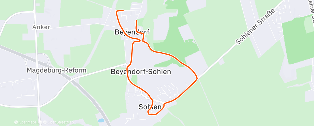 Map of the activity, Afternoon Run