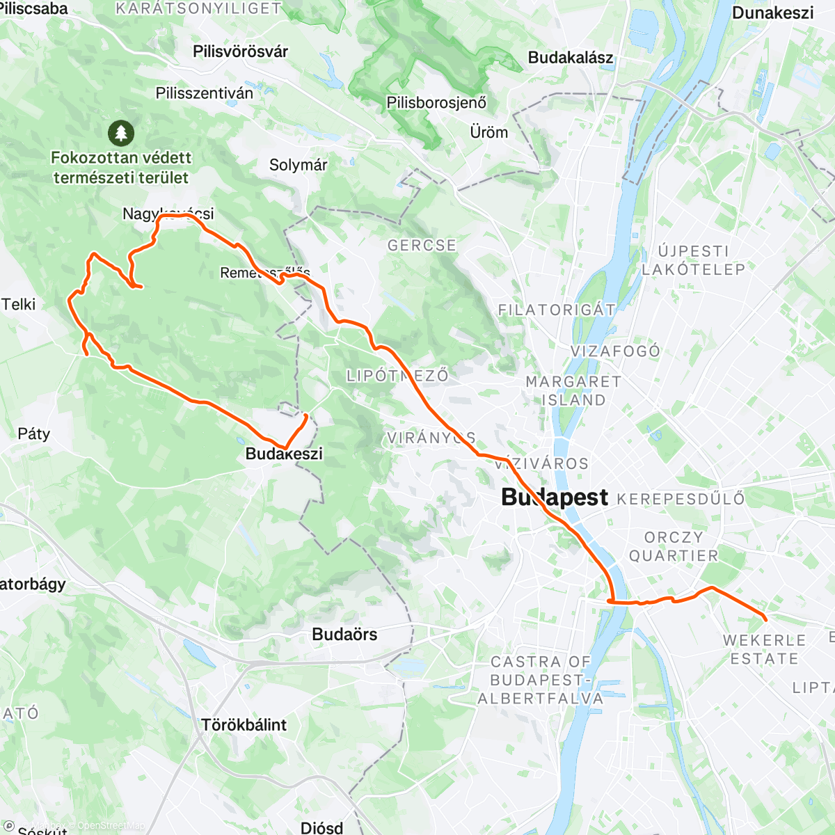 Map of the activity, Erdei kavicsozás