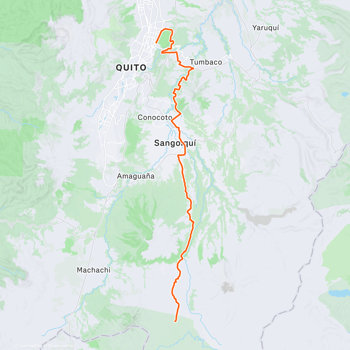 Map of the activity, Quito ➡️ Cotopaxi 🚲