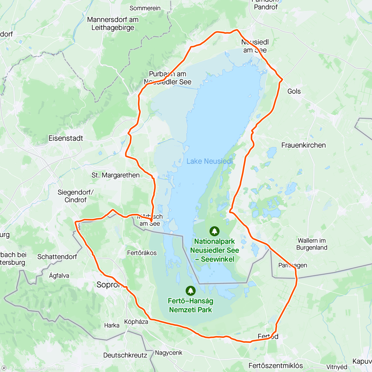 Karte der Aktivität „Neusiedlersee Radmarathon AK 12”