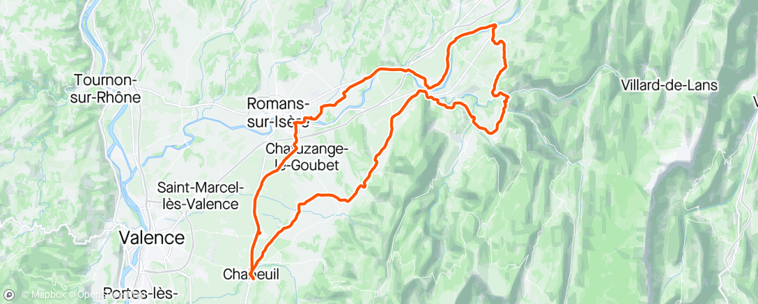 Map of the activity, Sortie route..St nazaire en r. St laurent en r St André en r. St romans St lattier.