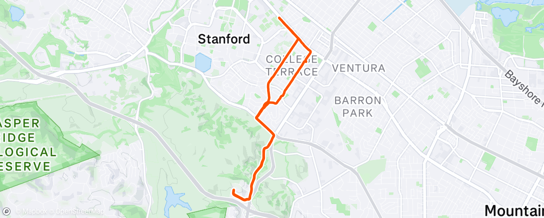 Map of the activity, Evening Run