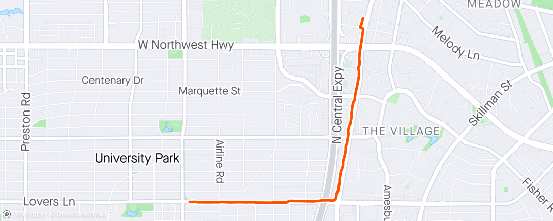 Map of the activity, Night Ride home