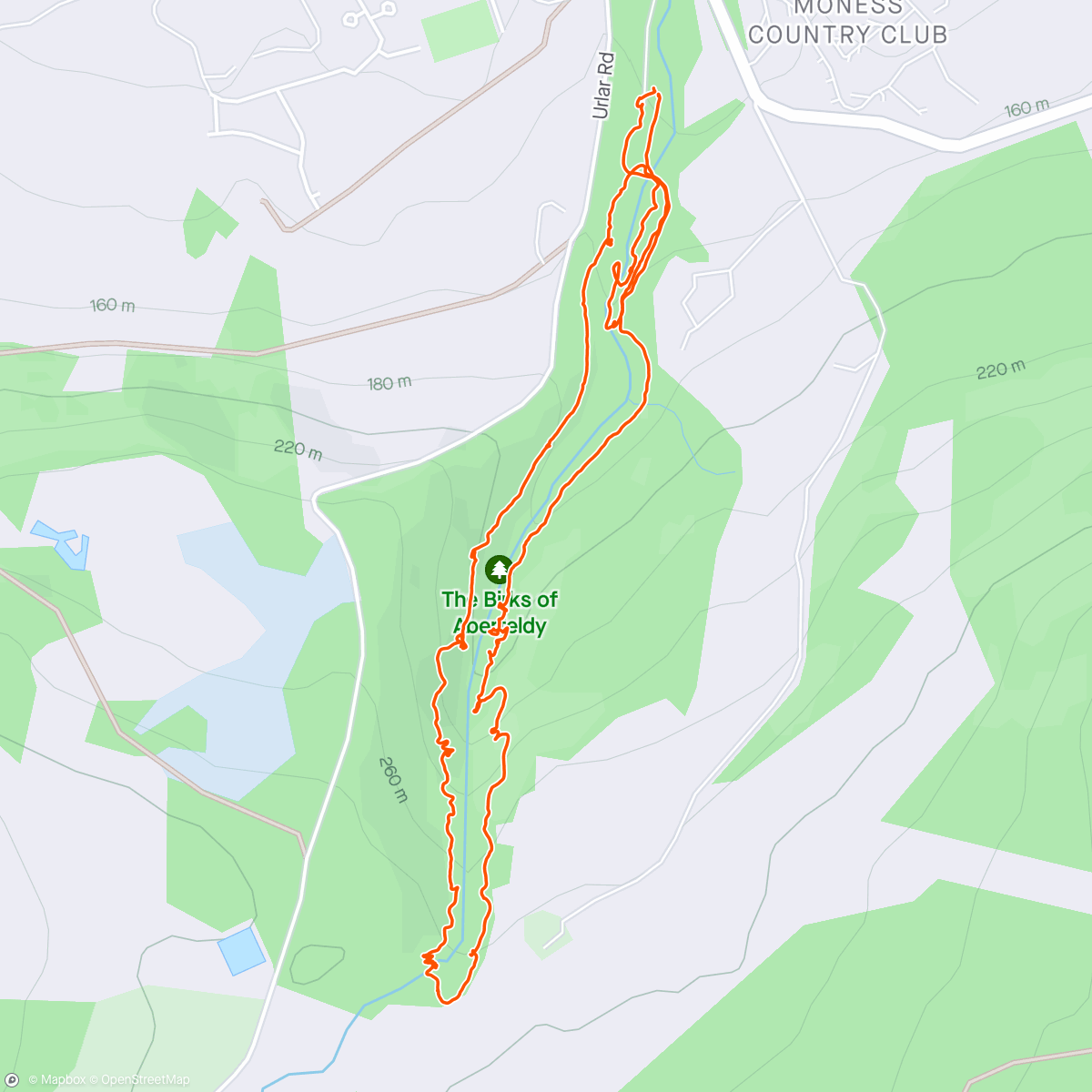 Mapa de la actividad, Birks of Aberfeldy walk with Gail