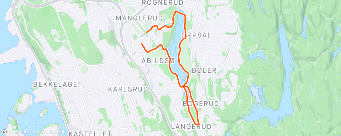 Map of the activity, Afternoon Run med e på sykkel