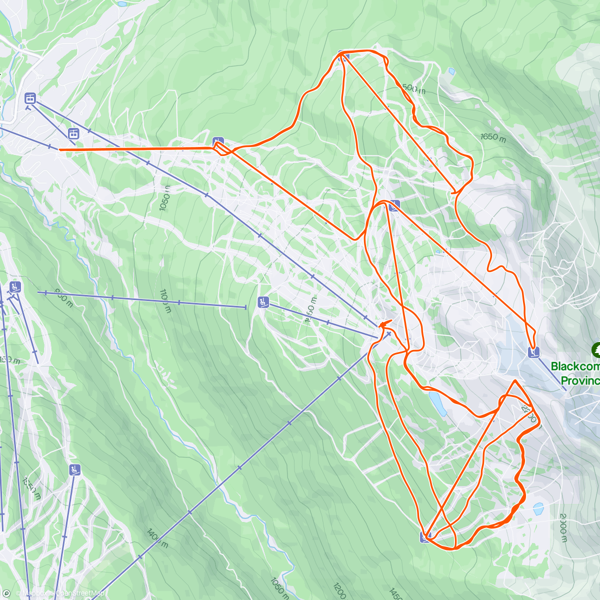 Map of the activity, Speedy Gonzalez ⏩ - Slopes - A day skiing at Whistler Blackcomb