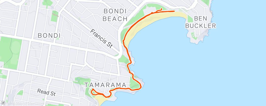 Map of the activity, Peloton shake out run 💙