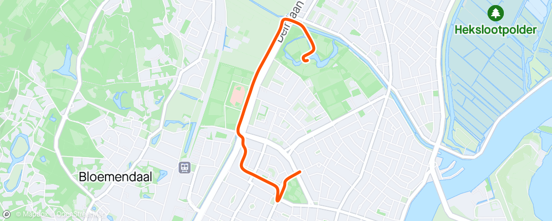 Map of the activity, Jog home after park run