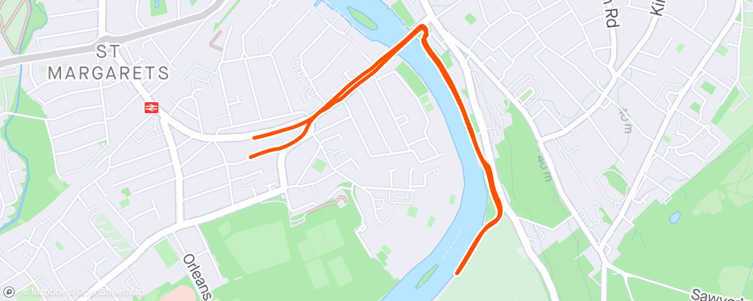 Map of the activity, Week 4: 2x 10min jog + 2min walk + 5min jog end