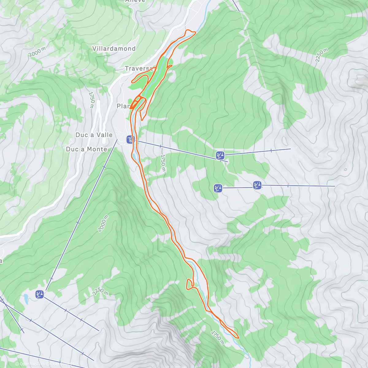 Map of the activity, Sci di Fondo Pragelato