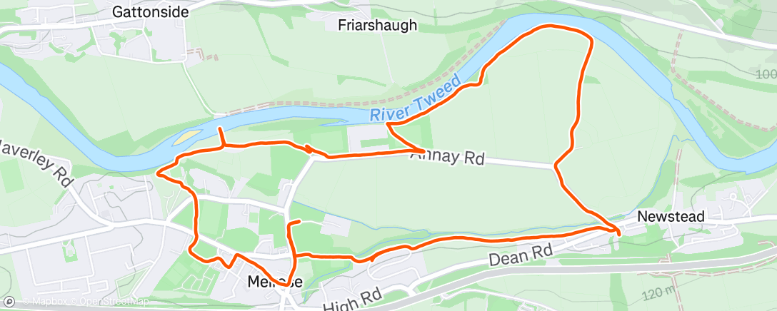 Map of the activity, Melrose, Newstead loop