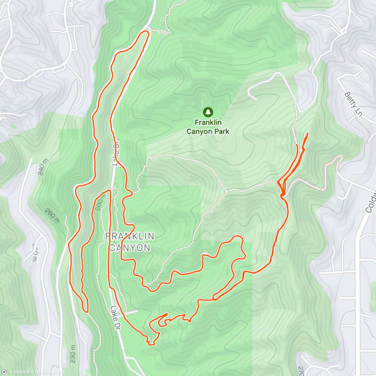 Mapa da atividade, Morning Hike - Franklin Canyon