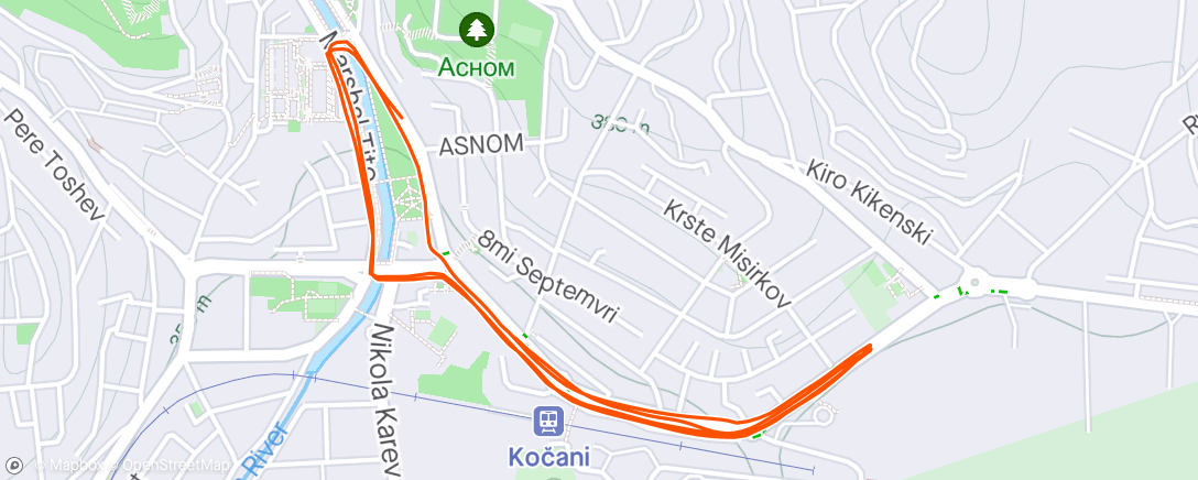 Map of the activity, Rotary Run Kochani 5km