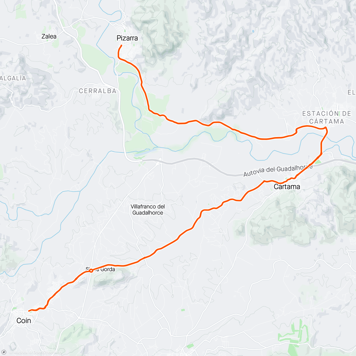 Map of the activity, Coín-pizarra