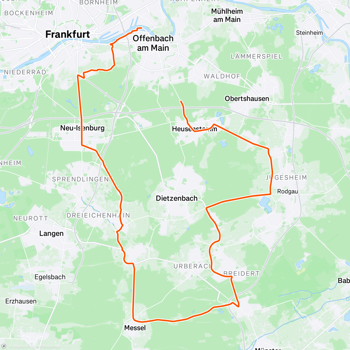 Map of the activity, Evening Ride