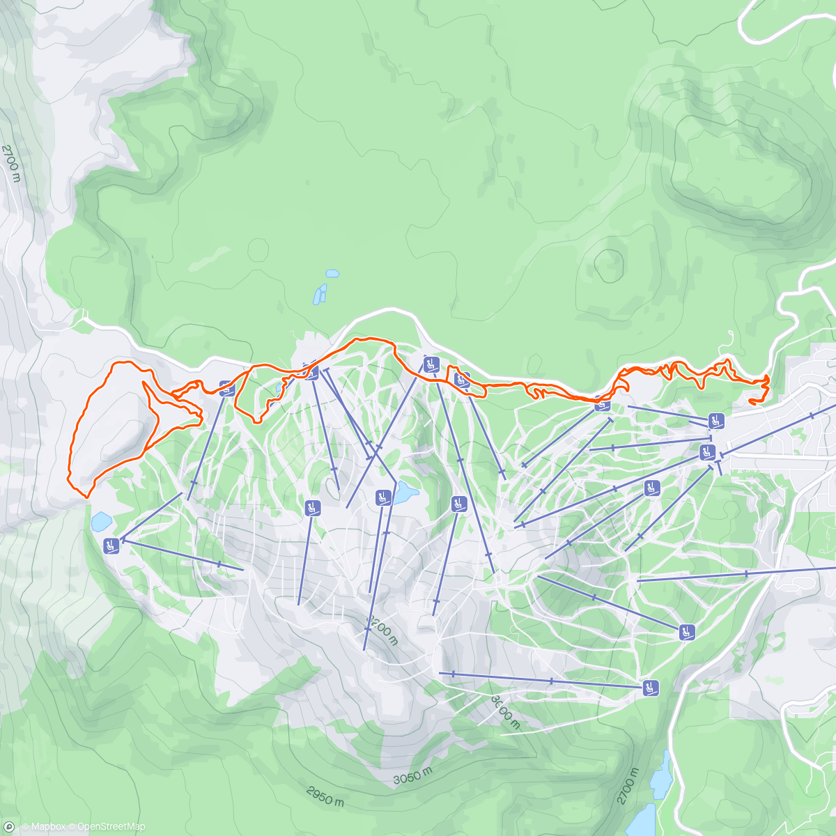 Map of the activity, Mountain time w Owen