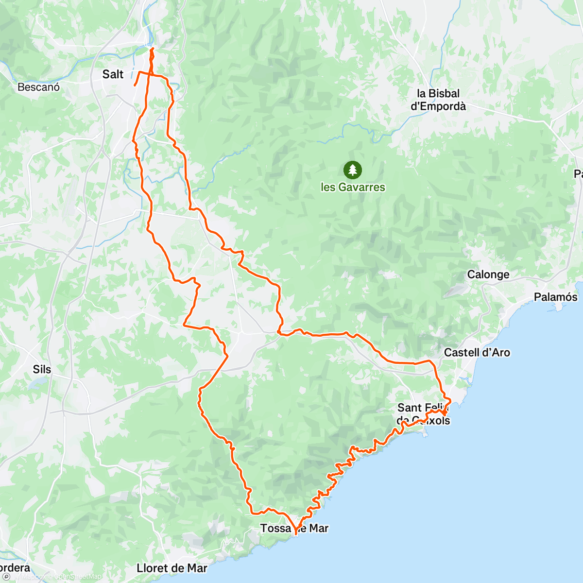 Map of the activity, Grvl Girona - Tossa de Mar - San Feliu