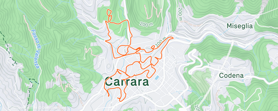 Карта физической активности (Alba a La Spezia, tramonto a Carrara)