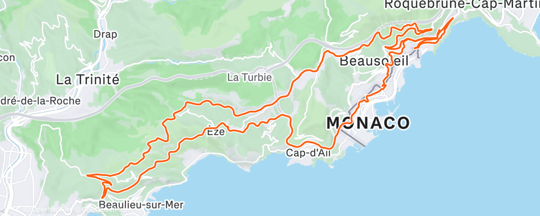 Карта физической активности (Col d'Èze)