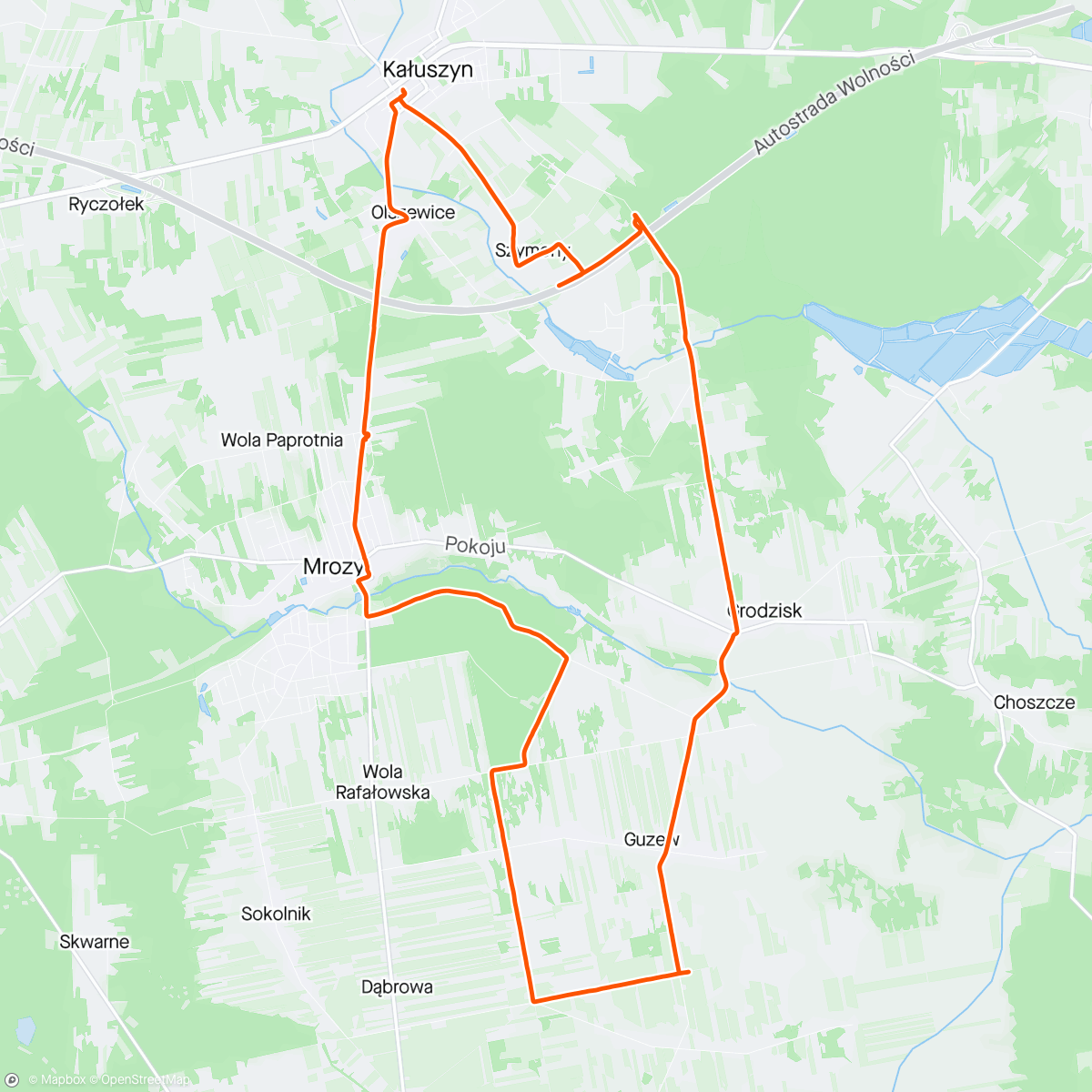 Map of the activity, Kałuszyn - Nowy Guzew