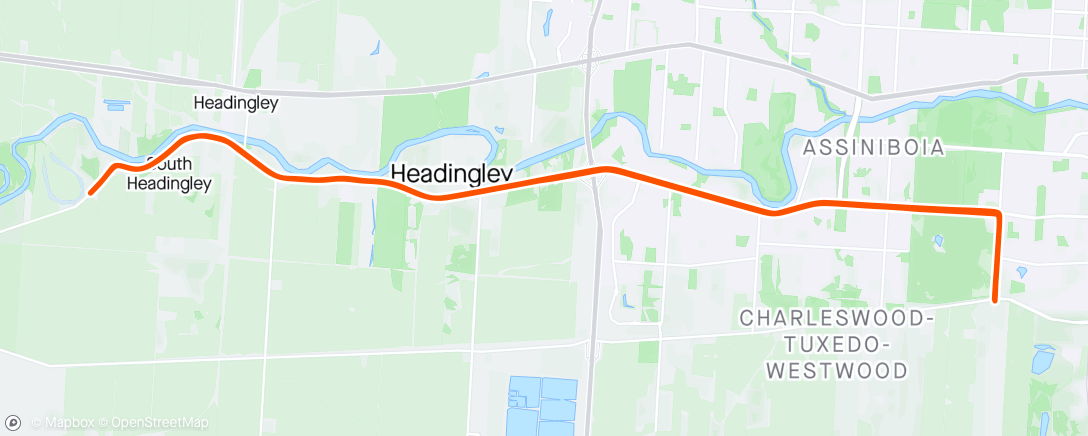 Map of the activity, Headingley: riding during riding