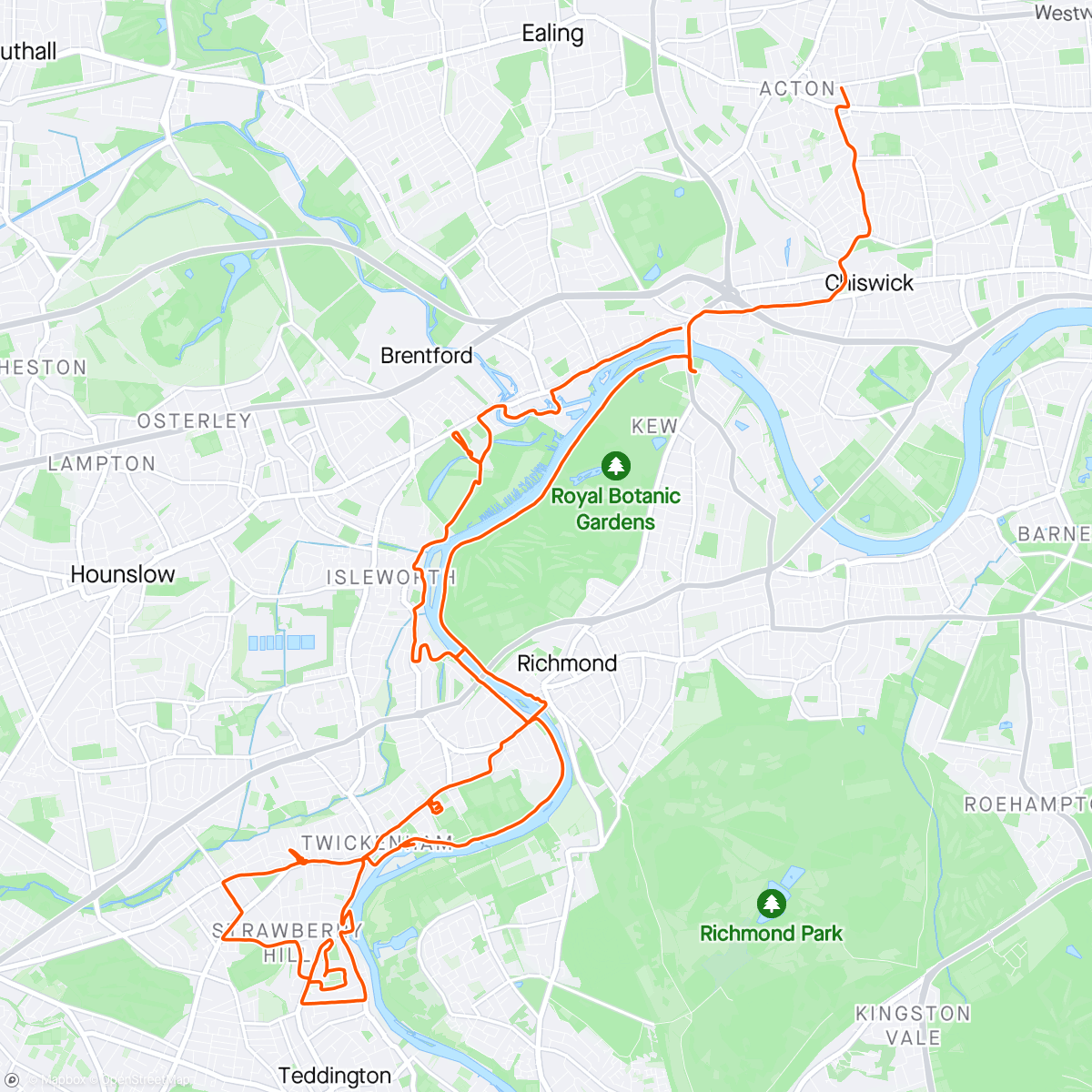 Map of the activity, Ride to Twickenham 🚵‍♀️☀️