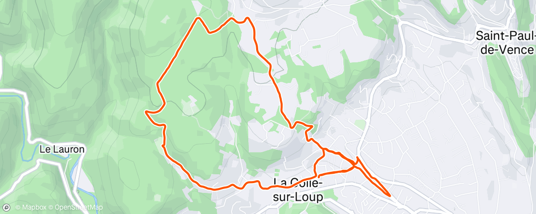 Map of the activity, Course à pied en soirée