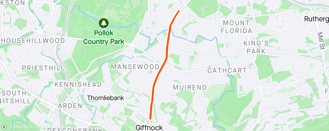 Map of the activity, Giffnock Run