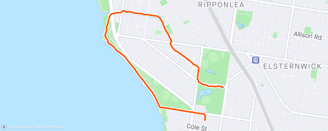 Map of the activity, Brighton / Elwood, Elwood Park and Foreshore