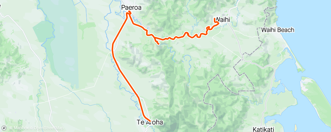 Map of the activity, Hauraki Rail Trail, Te Aroha - Waihi