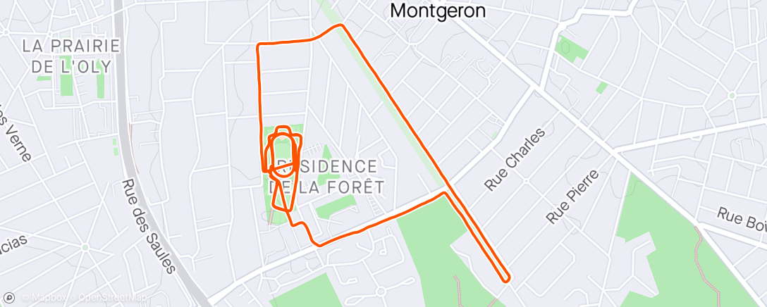 Mapa da atividade, Course à pied en soirée