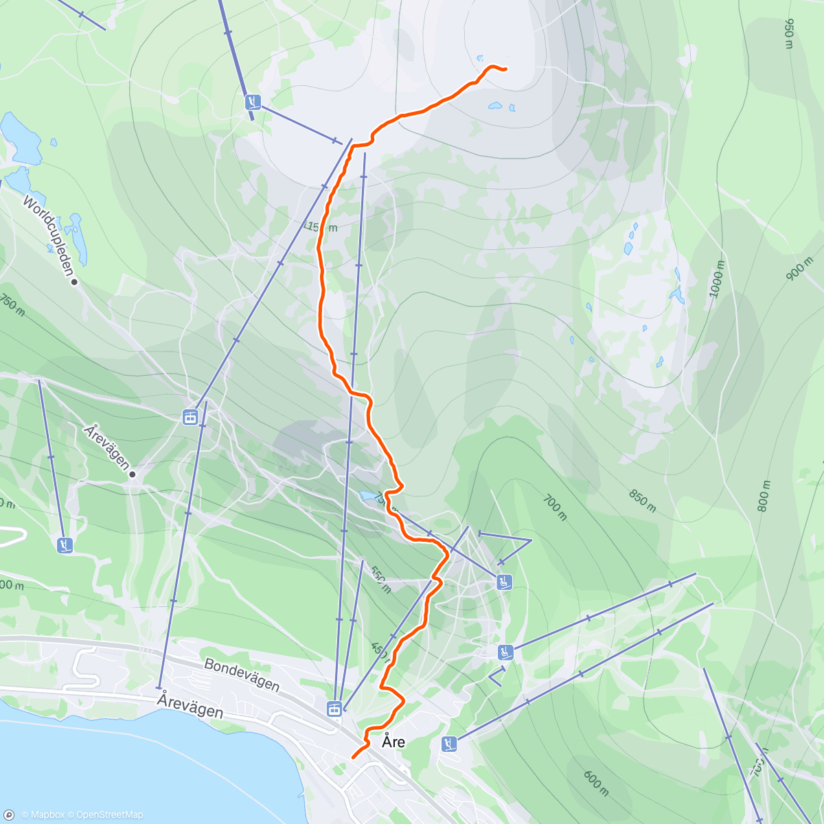 Map of the activity, Åre VK