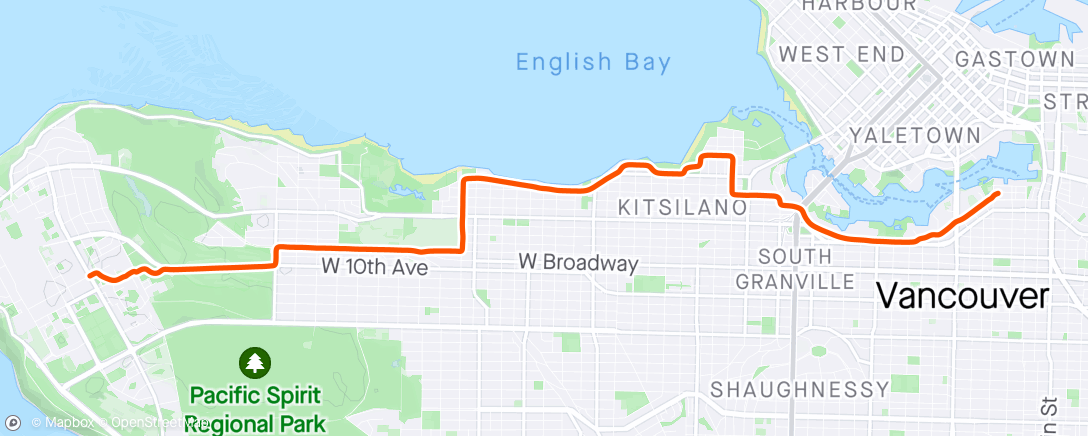 Map of the activity, Vancouver ride