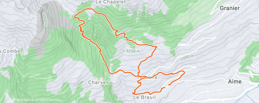 Map of the activity, Morning Hike